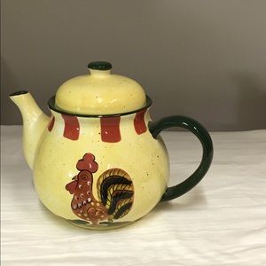 Baum Bros red check 2 piece rooster teapot